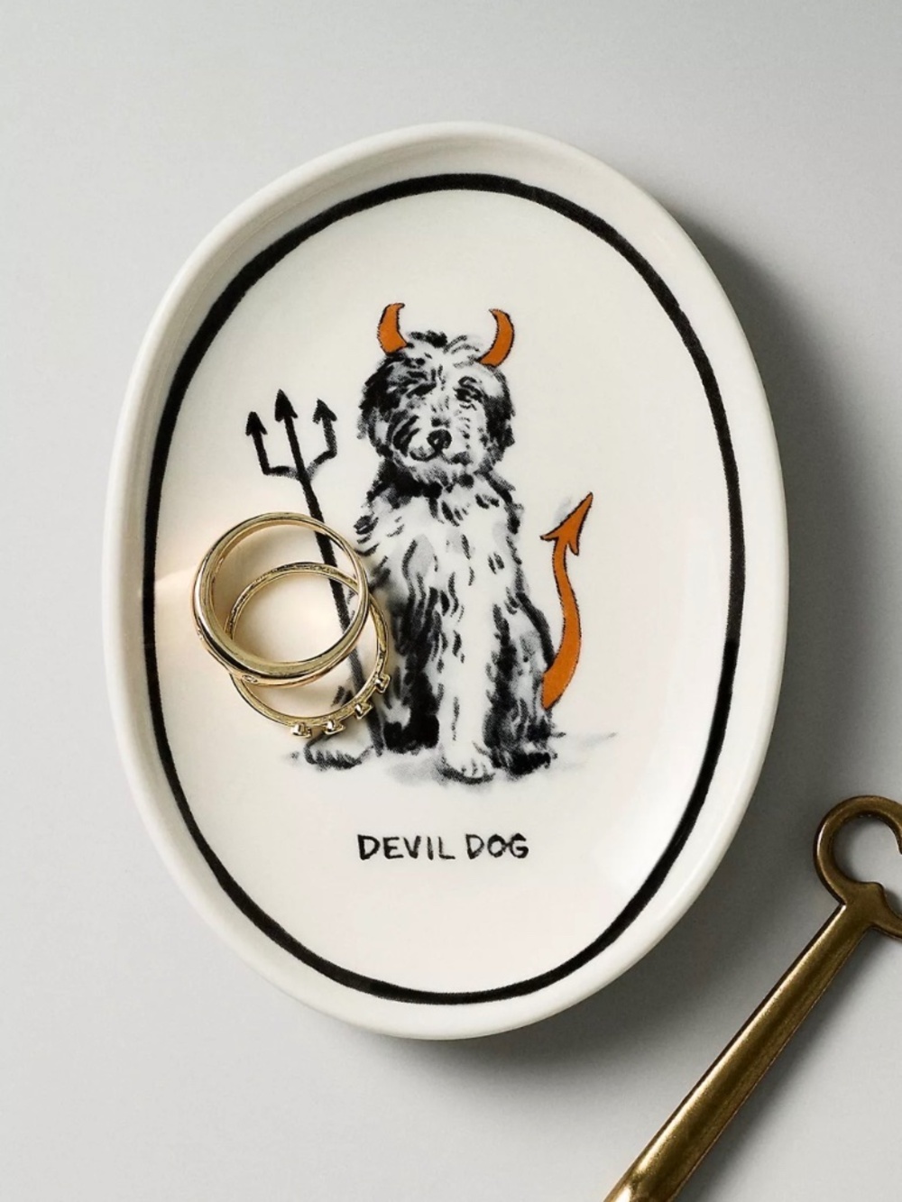 NWT - Anthropologie Molly Hatch Devil Dog Halloween Trinket Dish Ring Tray